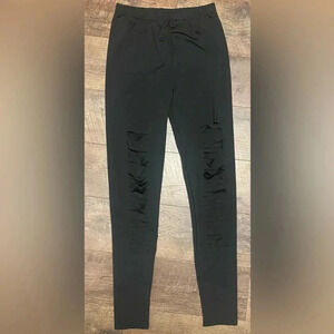 💕 2 For $10 Distressed/ Cut Out Black Leggings Size Small